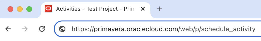 Browser address bar when logged in to OPC